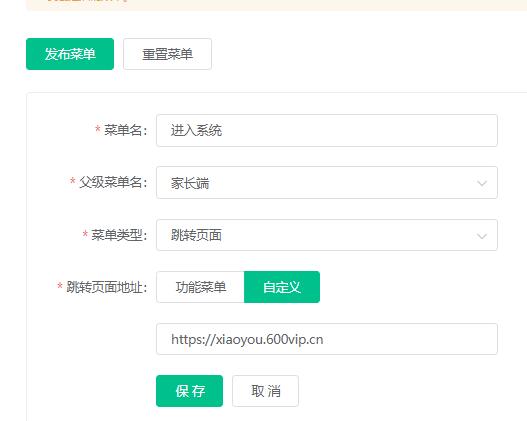 输入自定义菜单信息
